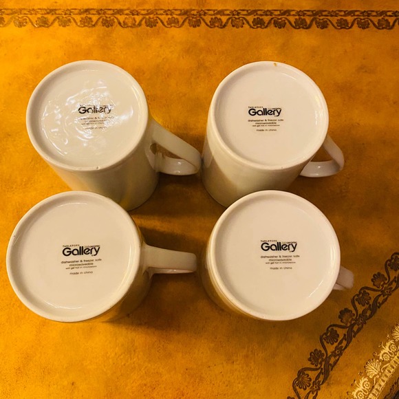 Set of 4 White Ceramic 8 ounce Mugs - Picture 2 of 2